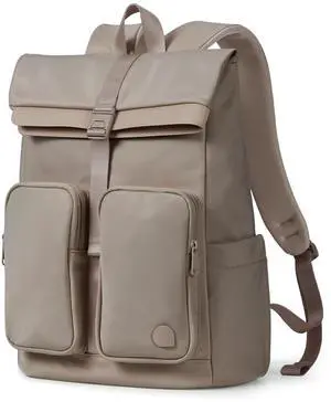 aji Travel Laptop Backpack for Men Women, Large School Backpack Fit 17Inch Laptop, Side Access&Wide Opening Expandable Carry on Backpack for Airplanes, Water Resistant Computer Backpack(Apricot)