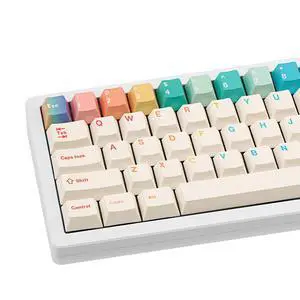 GEKUCAP Minimalist White PBT Keycaps, 150 Keys Cute Macaron Theme Keycap, Cherry Profile Dye-Sublimation Colorful Keycaps for 61/64/68/84/87/100/104/108 Cherry MX Mechanical Keyboards