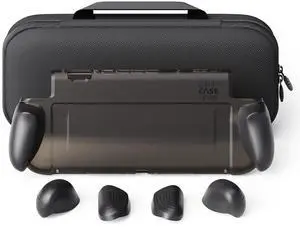 Savage Raven by Skull & Co. GripCase Bundle: Soft Protective Case with Replaceable Grips [to fit All Hands Sizes], Hardshell Huge Storage Carrying Case for Nintendo Switch 2-Black
