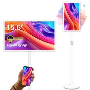 AYSTekMann 15.6" Digital Signage Display 10000 mAh Capacitive Touch Screen Advertising Display with Wireless Screen Mirroring, All in One LCD Screen HDMI-in with Android 11(4+64GB)
