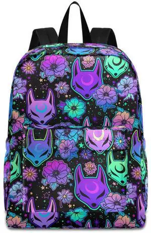 MNSRUU Student Backpack for School Magic Fox Laptop Backpack Aesthetic Girls Boys School Bookbags Casual Daypack Backpack Fits 15.6 Inch Laptop