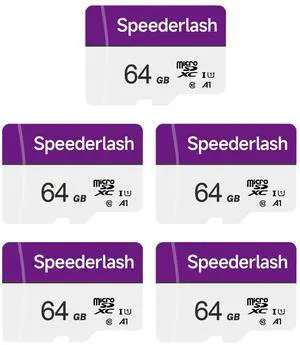 Speederlash Memory Card 64GB 5 Pack, Blank Digital Storage Media, Electronic Memories, Machine-readable