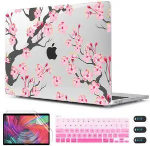CISSOOK Hard Shell Case for MacBook Pro 13 inch A2338 A2289 A2251 2025-2020 Released, Cherry Floral Beauty Cover with Keyboard Cover and Screen Protector for MacBook Pro 13 M1 M2 - Cherry Blossoms