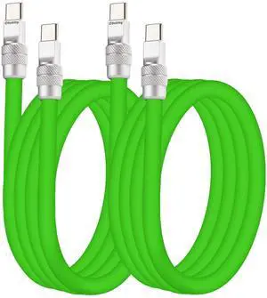 chubbycable USB C Cables 2 Pack [3.3ft + 6.6ft], 240W Fast Charging Cable Soft Silicone C to C Charger Cord Compatible with iPhone 17-15 Series, MacBook, Samsung, iPad, Green, Type-C to Type-C