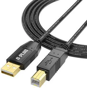 G-PLUG USB 2.0 Printer Cable  15FT High-Speed USB A to B Cord, Compatible with Printers, Scanners, Fax Machines and More  Black