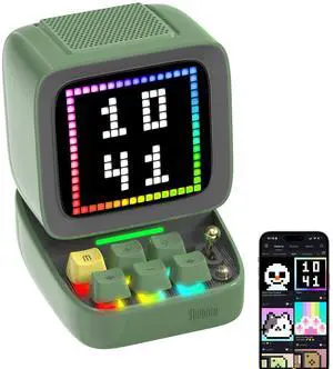 Divoom Ditoopro Bluetooth Pixel Art Speaker, DIY Animation LED Display with App Control, Fun Gaming Speaker, Kawaii Decor for Living Room, Bedside Desk, Office, Green