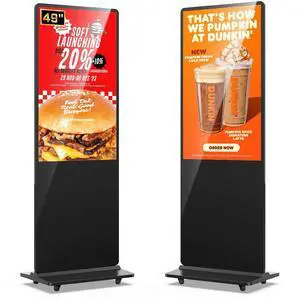 QIXZOCV MWE 49 Inch Indoor Floor Standing Digital Signage Advertising Display Kiosk LCD Screen Commercial Totem Android System Vertical Poster with Auto Media Player