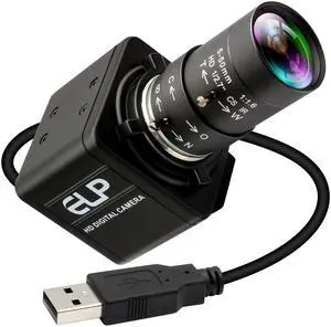 IFWATER USB Camera 16 Megapixes High Resolution 5K USB Webcam with CS Mount 5-50mm Manual Varifocus Lens Close UP OpenCV Camera Free Driver Plug and Play for Windows Linux Laptop Jetson Nano