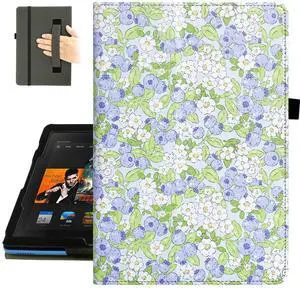 Fancity Case for All-New Amazon Kindle Fire HD 10 Tablet (13th/11th Generation 2023/2021 Release) and Fire HD 10 Plus - Slim Folding Stand Folio Cover with Auto Wake/Sleep & Hand Strap, Blueberry