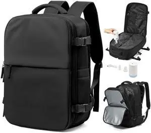 bergsalz Vacuum Backpack Travel With Pump,Mochila De Viaje Compresion Al Vacio,Large Carry On Vacpack Backpacks For Women Men,Personal Item Travel Backpack With Vacuum System,Black