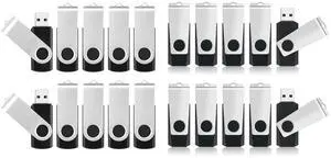 Bulk USB Flash Drives, 10 Pack 16GB Thumb Drives and 10 Pack 8GB Flash Drive, Swivel Jump Drives USB Storage Flash Drive with Lanyards, Portable Photo Stick Zip Pendrive Backup Memoria USB Sticks