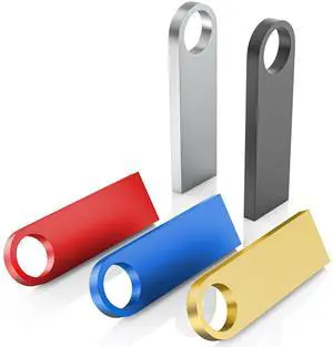 5 Pack 64GB USB Flash Drive with Keychains, Wooolken Sleek Metal USB 2.0 Thumb Drives Memory Stick for PC Laptop Computer