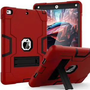 OKP Case for iPad 6th Generation/iPad 5th Generation/iPad 9.7 inch/iPad Air 2, Hybrid Shockproof Rugged Protective Cover for ipad 9.7 inch 2018/2017 with Built-in Kickstand (Red)