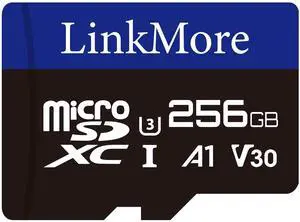 LinkMore XV13 256GB MicroSD Memory Card, MicroSDXC A1 UHS-I U3 V30 Class 10, Read Up to 95MB/s, Write Up to 65MB/s, SD Adapter Included