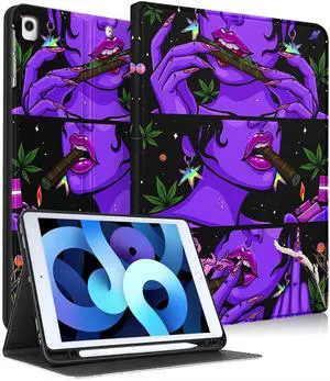 Uppuppy for iPad 9th/8th/7th Generation Case 10.2 Inch Women Girls Cute Folio Smart Cover Pencil Holder Girly Teens Pretty Cartoon Aesthetic Design Cases for Apple iPad 7/8/9 Gen A2602 A2270 A2197