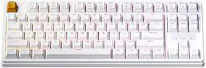 JamesDonkey J4 Wireless Custom Mechanical Keyboard, 2.4 GHz Bluetooth QMK 80% Layout RGB, Hot-swappable Brown Switch Compatible with Mac Windows Linux, 3750mAh Fast Charge Battery for Gaming - White