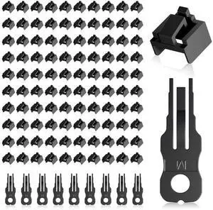 NataLink 100 Pcs RJ45 Port Lock with 10 Key, Locking RJ45 Port/Dust Blocker, RJ45 Dust Cover Cap Female Port Plugs Protector, Compatible RJ45 Port Devices, Black