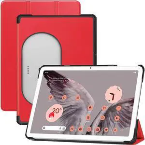 Ninki Compatible Google Pixel Tablet Case 2023 with Stand, Lightweight Shockproof Hard PC + PU Leather Back Protective Case for Google Pixel Tablet 2023, Red