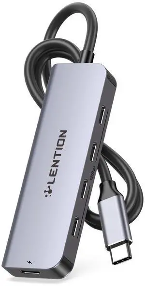 LENTION 2FT Long Cable USB C Hub, Splitter with 4 * 10 Gbps USB C 3.2 Gen 2, 100W PD Charging, Compatible with 2024-2016 MacBook Pro, New Mac Air, iPhone15-16, More Type C Devices (CE31s, Space Gray)