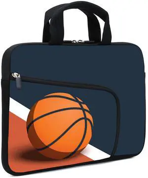 XMBFZ Laptop Sleeves 14 15 15.4 15.6 Chromebook Case Notebook Sleeve PC Messenger Bag Tablet Case Neoprene Handle Sleeve for Men Women, Two Pockets (Basketball)