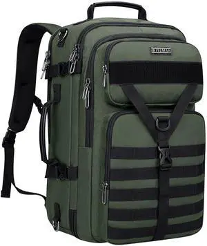 WITZMAN Carry On Travel Backpack for Men Large Convertible 45L Fit 17 Inch Laptop Backpack 3 in 1 Bag for Airline Approved(B688 Army Green)