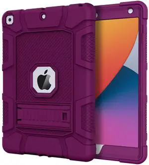 Azzsy Case for iPad 9th Generation/iPad 8th Generation/iPad 7th Generation (10.2 Inch, 2021/2020/2019 Model), Slim Heavy Duty Shockproof Rugged Protective Case for iPad 10.2 inch, Wine