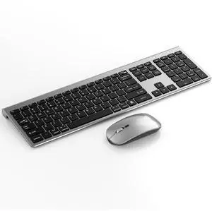 Wireless Keyboard and Mouse Combo,Bluetooth and 2.4GHz Wireless Full Size Keyboard and Adjustable DPI Mouse,USB-C Rechargeable for Laptop/PC/Notebook/Desktop-Space Grey