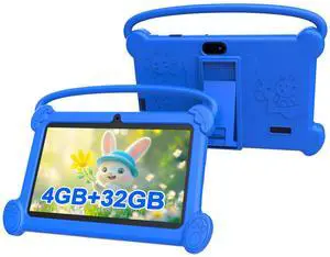 Kids Tablet 7 inch 3-9 for Kids,32GB ROM Toddler with Shockproof Case,Kids Android Software Installed Netflix,YoutTube, aiwawa Apps Parent Controls,Dual Camra, WiFi,FM, GPS (Blue)