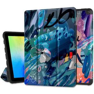 DONGKE Case for Amazon Kindle Fire HD 10 & 10 Plus Tablet 10.1" (11th Generation, 2021 Release), Trifold Stand + Auto Wake/Sleep + Soft TPU Protective Back Cover - Graffiti
