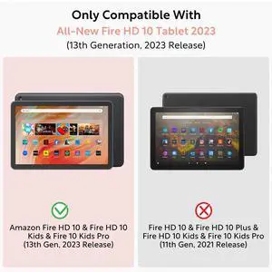 Slim Case for Amazon Fire HD 10 & Fire HD 10 Kid & Fire 10 Kid Pro(13th Gen, 2023 Release 10.1"), PU Leather Trifold Stand Cover PC Clear Back Dual Angle,Shell with Auto Wake/Sleep,Light Pink