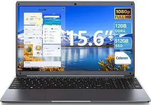 SGIN 15.6 Inch Laptop Computer, Celeron N5095A Processor, Windows 11 Laptop, DDR4 12GB SSD 512GB, 1920x1080 FHD, 7000mAh, USB 3.2, BT5.0, Type-C, Traditional Laptops for Business Student