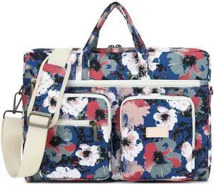 Canvaslove Muti-Pockets Laptop Sleeve Case Bag,Rebound Bubble Cushioned Laptop Shoulder Bag Fits Laptop 15.6 inch-16 inch (Camellia)