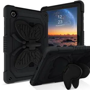 YINLAI for Samsung Galaxy Tab A8 Case, Galaxy Tab A8 10.5 Case Kids Girls Women Children Butterfly Kickstand Shockproof Protective Tablet Cover for Samsung Tab A8 10.5 inch [SM-X200/X205/X207],Black