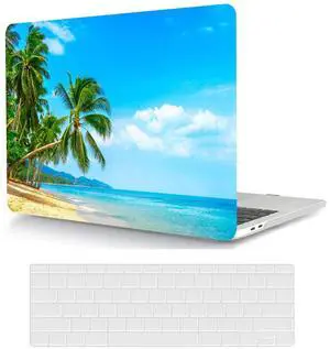 Compatiable for MacBook Air 13.6 inch Case 2022 M2 Chip Model A2681 - Matte Plastic Hard Shell Cover & Keyboard Skin - Beach & Palm Tree