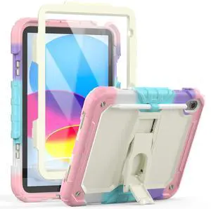 Timecity Case for iPad (A16) 11th/10th Generation-with Screen Protector, Foldable Stand, Durable Sturdy Shockproof Protective Kids Girls Case for iPad 11th/10th Gen (2025/2022 Model)- Pink Camo