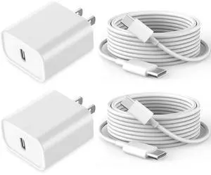 Fast Charging for iPhone 17 16 15 Charger,2Pack 20W USBC Wall Charger Travel Plug Block Phone 16e Charging Cable for iPhone 17 Air/17 Pro/17 Pro Max/16 Pro/16 Pro Max/16 Plus/15/15 Pro/15 Pro Max/iPad