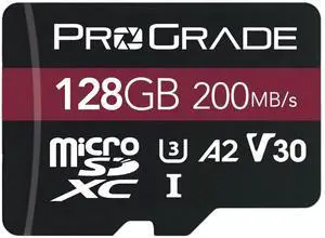ProGrade Digital microSD Memory Card - V30 microSD Card for DSLR and Action Cameras - High Speed Transfer of Files & Large Storage - Up to 200MB/s Read Speed (128GB)