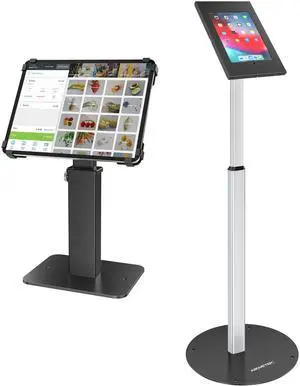 AboveTEK Anti-Theft Tablet Kiosk Stand, 360 Rotation & Adj. Height 8.3"13.4" Bundle with Anti Theft iPad Floor Stand for iPads/iPad Air/iPads Pro