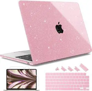 May Chen Compatible with M4 MacBook Air 15 inch Case 2025 2024 2023 A3241 A3114 M3 A2941 M2 with Liquid Retina Display & Touch ID, Plastic Hard Shell with Keyboard Cover - Pink Glitter
