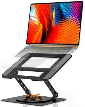 TECKNET Laptop Stand for Desk, 360 Rotating Base, Ergonomic Foldable Computer Stand for Laptop Riser Height Adjustable, Compatible with MacBook Pro, All Laptops 10-17" - Black