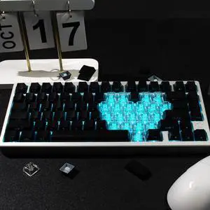 mintcaps Keyboard Keycaps -151keys Black Shine Through Keycaps and Clear Transparent Key caps, 75 Percent Doubleshot PBT Side Printed Keycap for Mechanical Gaming Keyboards