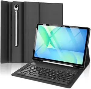 Keyboard Case for Samsung Galaxy Tab S10 FE+ Plus 13.1 Inch 2025, Magnetic Detachable Wireless Bluetooth Keyboard, Slim Protective Folio Cover with S Pen Holder for Samsung Tab S10 FE Plus, Black