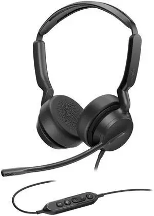 Yealink UH42 USB-A Headset with Microphone for PC Computer, Wired Headset Teams Certified, Noise Cancelling Mic, in Line Control, Mute Button, Cable Length 7.05FT, All Day Comfort