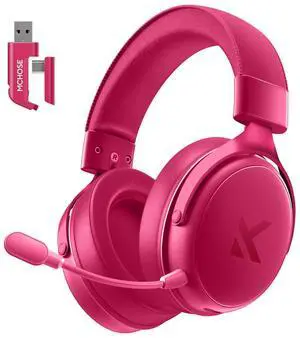 MCHOSE V9 PRO Wireless Gaming Headset 7.1 Surround Sound for PS5 PS4 PC Switch TOPSPEED Gaming Headphones, Noise Canceling Mic, 250Hr Battery, Low 15ms Latency, Lightweight, BT 5.3 FPS Games Rose&Red