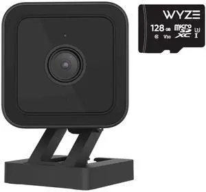 Cam v3 w 128GB SD Card, 1080p Plug-in Smart Security Camera, Color Night Vision, Motion Detection, 2-Way Audio, Compatible with Alexa, Google Assistant, Indoor/Outdoor, Wired, Black