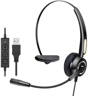 MCHEETA USB Headset with Microphone, Computer USB Headsets with Microphone, Call Center Wired Headset for Skype/PC/Laptop