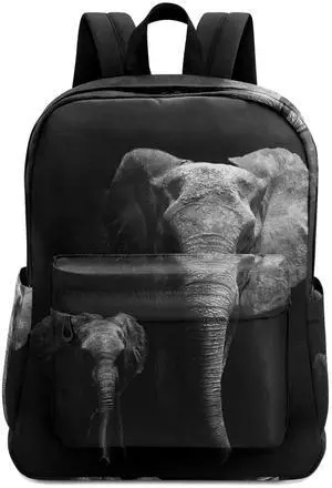 Fustylead Elephant and Baby Elephant Backpack School Laptop Bag Bookbag for Boys Girls Students Daypack Picnic Travel