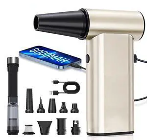 Compressed Air Duster, 300000RPM Electric Air Duster Mini Blower Jet Turbo Fan, 4-Gear Adjustable Rechargeable & Cordless Air Blower, Dust Blower for PC, Keyboard, Home, Outdoor and Car
