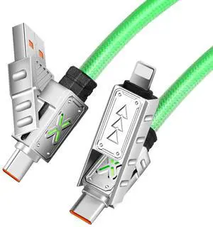 240W 4-in-1 Super Fast Multiple Charging Cable Adaptable for iPhone/iPad/MacBook/Airpods/Samsung/Android, 480Mbps, 150cm (Green)