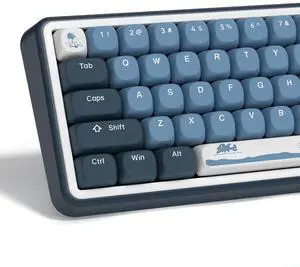 dagaladoo Apollo PBT Keycap Set,Blue/Dark Blue/White Custom Keycaps Cute, Dye Sublimation Keyboard Keycaps,MOA Profile Key caps for 100% 75% 65% 60% TKL US Layout Mechanical Keyboard